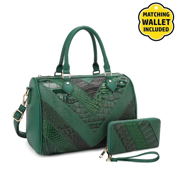 Fashion Faux Leather Handbag + Wallet Set - Picture 1 of 5